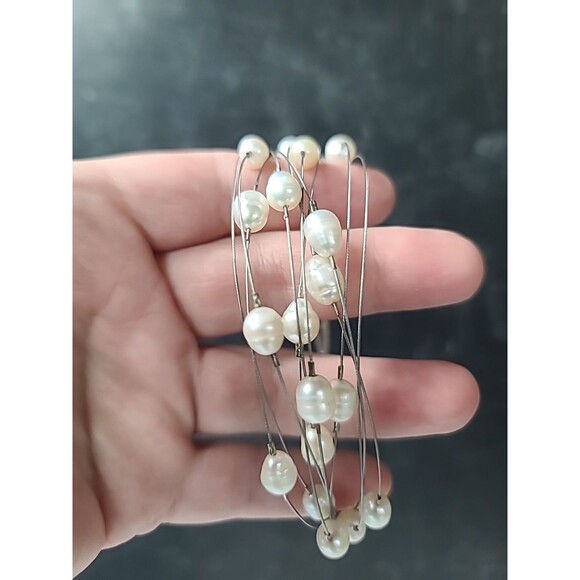 925 Sterling Silver Pearl Bracelet Vintage - Picture 1 of 10
